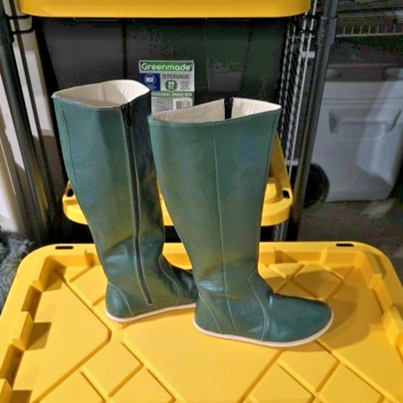 Grass Green Women's Leather Barefoot Nebula Walking Long Boots Size 6 Zero Drop - Picture 7 of 15